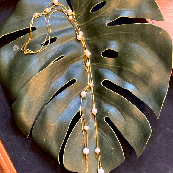 Long double strand gold and Pearl necklace - Picture 4 of 6